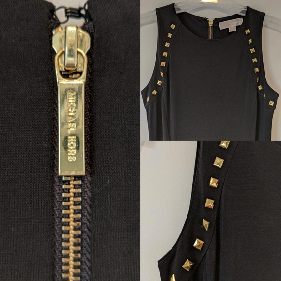MICHAEL KORS Black Studded Maxi Dress w Slits - Picture 3 of 6